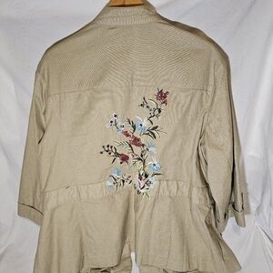 Ralph Laurn Floral Embroidered Tan Jacket